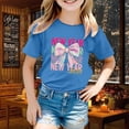 thumbnail image 2 of Shirt for Girl Letter Graphic Print Girls' Short-Sleeve Shirts and Tops Round Neck Trendy Preppy Clothes T-Shirts Toddler To Big Kid Sizes 3-4 Years（Blue）, 2 of 4