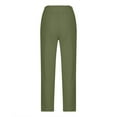 thumbnail image 5 of Mrat Pants for Women Plus Size Casual Solid Business Pants Plus Size Pants Elastic Waist Pocket Loose Pants Green XL, 5 of 8