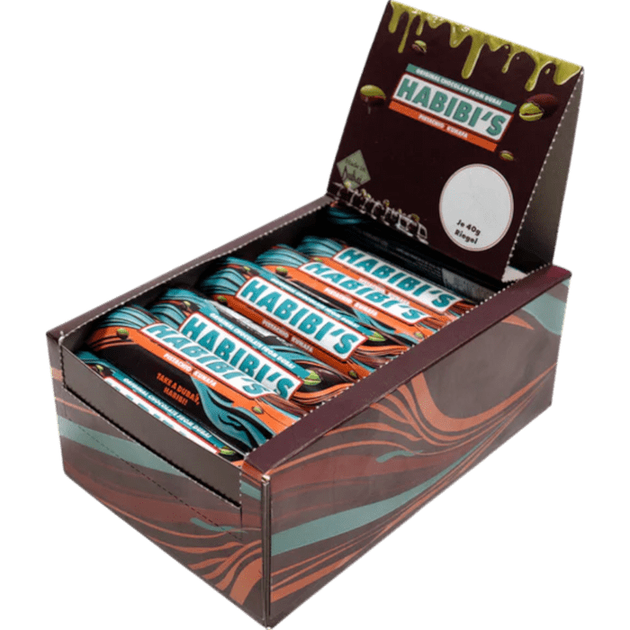 Habibi’s Dubai Chocolate Bars, Crunchy Pistachio Cream, 1.41oz (Pack of 24)