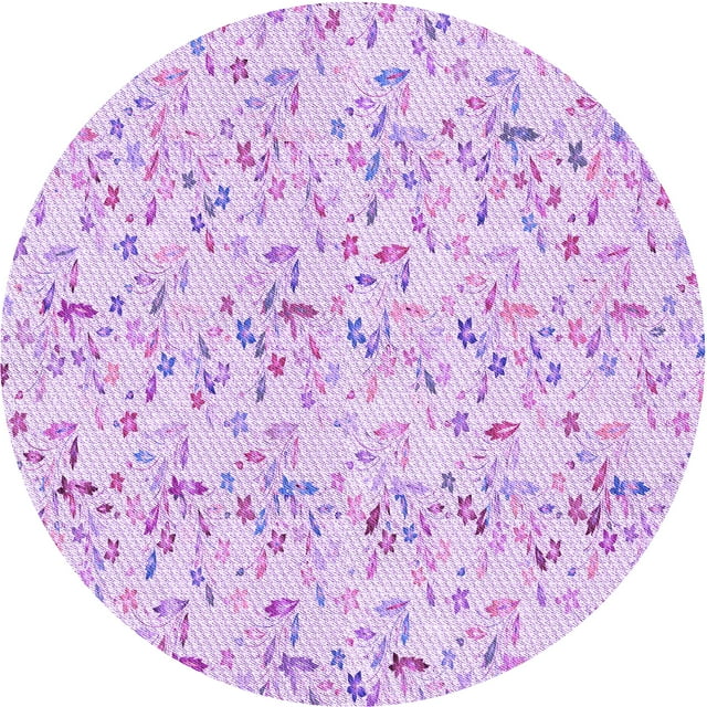 Ahgly Tapis Rond Lavable en Machine Intérieur Transitionnel Heliotrope Violet, 4 Pieds Rond