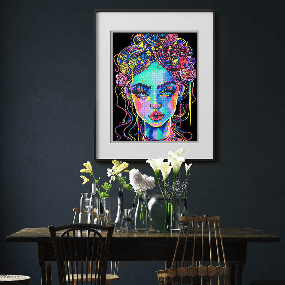 Diamond Dotz Neon Flock Electric Beauty Diamond Painting Kits for Adults - Colorful Diamond Art Kits a Relaxing Creative Craft Kit with Dotz Gems 18x14