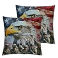 thumbnail image 2 of Acheng United States USA Flag Throw Pillow Cover American Military Soldiers with Eagle Art Print Decorative Pillow Case Home Decor Square  Pillowcase  2pcs White, 2 of 6