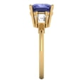 thumbnail image 3 of 3 ctw 3 Stone Anniversary Ring for Women | Cushion Cut Simulated Tanzanite | Hyperallergenic Solid 18K Yellow Gold, 3 of 5