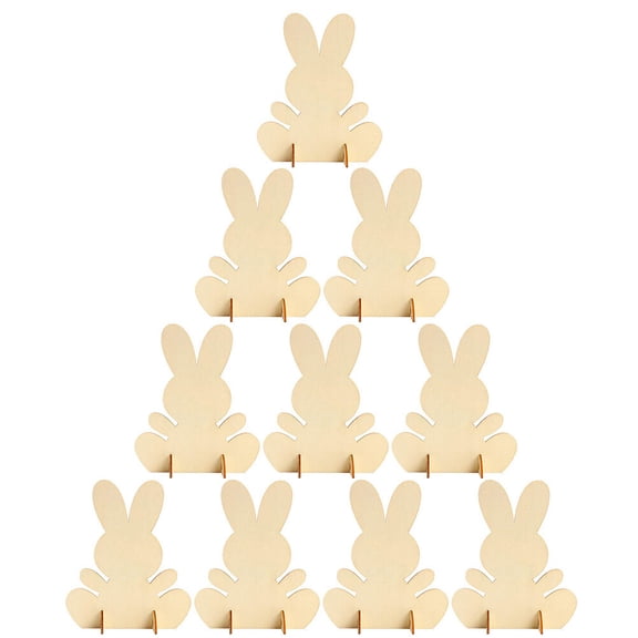 PAMINGONO 10Pcs Premium Wood DIY Easter Bunny Ornaments for Table Centerpiece with Smooth Edges