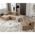 thumbnail image 5 of Modular Living Room Sofa Set - Modern Minimalist L-Shaped Sofa with Italian Tofu Block Design, Terry Cloth Fabric, Left-Hand Facing, Light Brown, 5 of 9