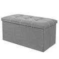 thumbnail image 5 of Kibhous 30" Storage Bench Folding Storage Ottoman Bench, Linen Coffee Table Folding Long Shoes Footstool Dressing Stool, Suitable for Living Room Bedroom, Gray, 5 of 10