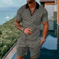 thumbnail image 2 of Vedolay Casual Short Sets For Men Men's 2 Piece Linen Sets Button Down Shirt and Casual Beach Shorts Summer Outfits,Gray L, 2 of 3