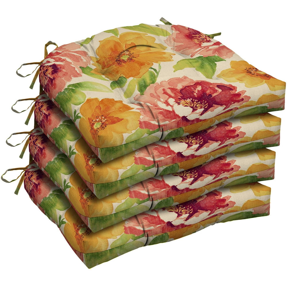 Mainstays Outdoor Patio Wicker Seat Cushion, Set of Four, Multiple
