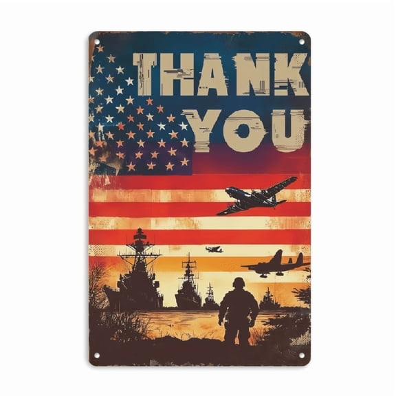 Memorial Day Vintage Tin Sign Thank You Soldiers July 4th Independence Day Veterans Day Antique Sign Wall Decor Poster for Man Cave Coffee Shop 8x12 Inch Wall Decor For Bar Garage Man Cave Cafe Pub