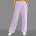 thumbnail image 4 of Tthxqing Womens High Waist Wide Leg Sweatpants Causal Straight Leg Drawstrings Joggers Solid Elastic Waist Workout Running Yoga Pants with Pockets Y_Light Purple XL, 4 of 6