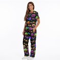 thumbnail image 4 of Yspwyqan Halloween Pumpkin Scrubs for Women Set, 2 Piece V-Neck Short Sleeve Scrub Top & Straight Leg Pants, Stretchy Breathable Workwear with 6 Pockets for Medical Nurse, Size S, 4 of 7