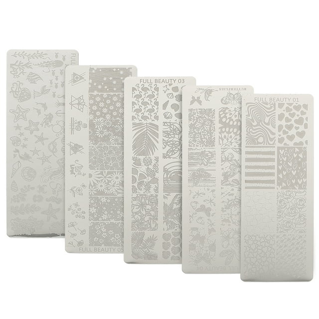 5 Pcs Pochoirs de Manucure Modèles de Estampage pour Ongles Kits de Tampons de Vernis à Ongles