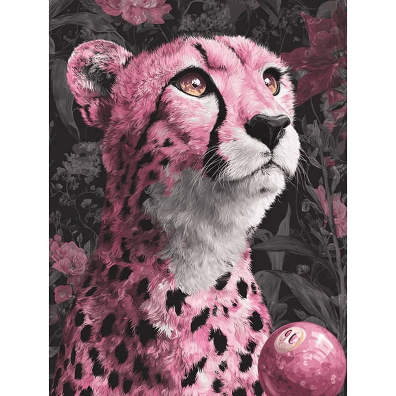 UXIEQU Pink Cheetah Floral Canvas Wall Art 15.75x11.81 Inches