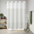 thumbnail image 6 of No Hook Shower Curtain, Sage Green Striped Shower Curtains for Bathroom with See Through Top Window, Sage Green White Stripes Farmhouse Waterproof & Washable Bath Curtain Extra Long 72"x96", 6 of 9