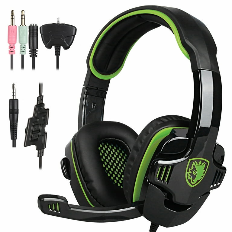 with SmartPhone SA-708 Microphone Headphone SADES Xbox360 Headset for PC Laptop(Green) GT Stereo iPhone HiFi Mac PS4 Gaming