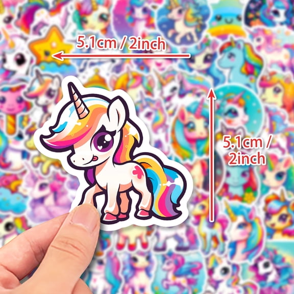 50 Pcs Cute Unicorn Stickers for Kids Girls, Waterproof Rainbow Magical Unicorn Decals for Water Bottles Laptops Notebooks Scrapbooks, Kawaii Party Favors Stickers