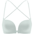 thumbnail image 2 of Amidoa Push-up Womens Bras Criss Cross Front-Close White Solid Cheeky Lingeries Women's Lingerie M, 2 of 4
