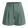 thumbnail image 6 of Summer Womens Shorts Fashion Shorts For Women High Waisted Cuffed Back Elastic Waistband Pleated Linen With Pockets Pants For Women, 6 of 6