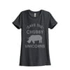 Save The Chubby Unicorns Women's Fashion Relaxed T-Shirt Tee Charcoal Grey 2X-Large