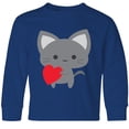 thumbnail image 3 of Inktastic Heart Cat Long Sleeve Youth T-Shirt, 3 of 5
