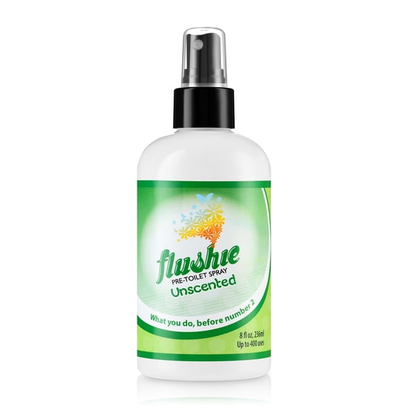 Flushie Pre-Toilet Spray No Smell Pre Poop Toilet Spray For Poop Odor Eliminating Air Freshener, Travel Size, Unscented, 8 oz