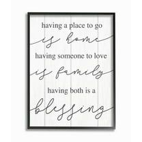 Stupell Industries Finding Home and Family Motivational Blessing Quote Framed Wall Art Design by Daphne Polselli, 16" x 20", Black Framed