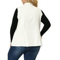 thumbnail image 3 of Agnes Orinda Women's Plus Size Jean Vest Sleeveless Raw Hem Casual Denim Jacket 1X White, 3 of 7