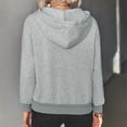 thumbnail image 4 of Sudadera con capucha Bolsillo con cremallera Manga larga Cordón Color puro Tops con capucha de moda para mujer Gris M, 4 of 6