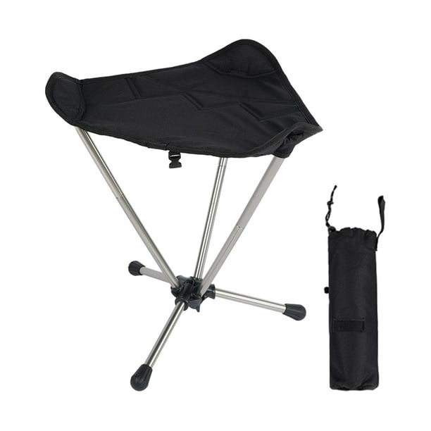 Taburete de camping Silla de camping Pequeña silla plegable para senderismo Pesca Barbacoa Negro