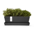 thumbnail image 3 of Ecopots Bruges Mini Durable Modern Rectangular Indoor/Outdoor Recycled Based Composite Flower Pot Planter with Saucer, Dark Grey, 10", 3 of 4
