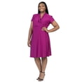 thumbnail image 4 of Plus Size V Neck Faux Wrap Bust Knee Length Dress, 4 of 9