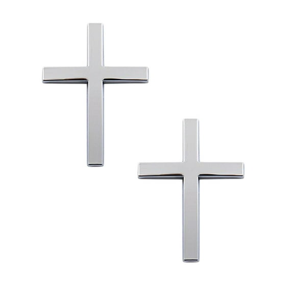 2PCS Metal Christian Cross Emblem, 3D Jesus Car Badge Decal, Self-Adhesive Waterproof Auto Sticker for Truck SUV Tailgate Fender Religious Decoration