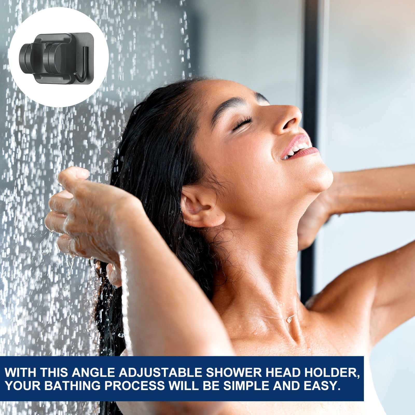 Unique Bargains Handheld Shower Head Holder with Hanger Hook Grey 1Pcs