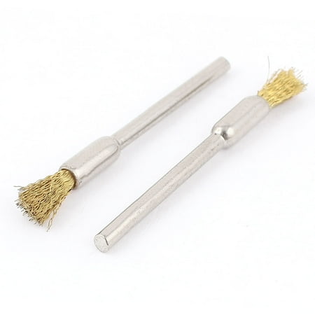 

2pcs 5mm Dia Brass Wire 3mm Shank Pen Shape Polishing Brush Jewelry Tool