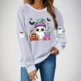 thumbnail image 2 of aohooy Women's Halloween Shirt Sweatshirts for Women Ghost Print Long Sleeve Crewneck Pullover Loose Fit Cute Graphic Tee Shirt Gray,M, 2 of 4