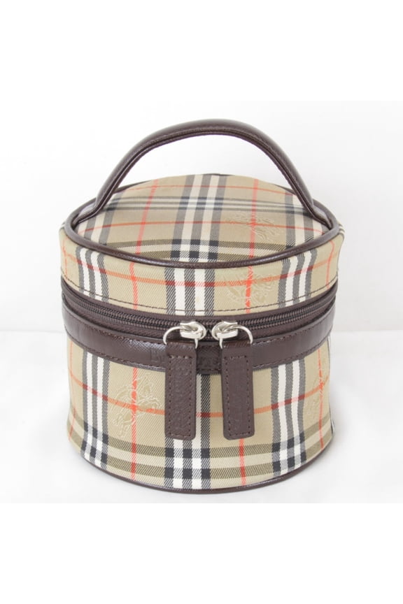 Pre-Owned BURBERRY Nova Check Shadow Horse Vanity Pouch, Canvas, Beige, Women's