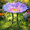 Purple, variant on Outdoor Bird Bath, Pink Blue Flower Bird Bath with Metal Stand, Attract Birds, Suitable for Patio Garden Decoration, Outdoor Decoration