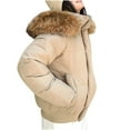 thumbnail image 2 of Mifsaly Womens Quilted Jacket Oversized Faux Fur Hood Zip up Padded Coats Long Sleeve Thicken Warm Down Coat Stand Collar Thermal Winter Outerwear with Pockets 2025, 2 of 6