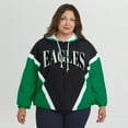 thumbnail image 4 of Women's WEAR by Erin Andrews Kelly Green/Black Philadelphia Eagles Plus Size Retro Crinkle Full-Zip Hoodie Windbreaker, 4 of 5