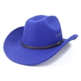 thumbnail image 2 of Ceisia Men Wide Brim Cowboy Hat Solid Color Braided Band Decor Western Style Hat For Outdoor Party Travel Daily Wear Gift, 2 of 5