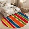 thumbnail image 4 of Vertical Striped Round Area Rug 4Ft Washable Circle Rugs for Bedroom Dining Room, Retro Minimalist Lines Rustic Boho Non-Slip Carpet Floor Mats Indoor Outdoor Carpet Runner Aesthetic Home Decor, 4 of 8