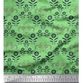 thumbnail image 1 of Soimoi Green Cotton Jersey Fabric Filigree Damask Print Fabric by Yard 58 Inch Wide, 1 of 3