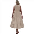 thumbnail image 3 of Vestido de Verano Sin Mangas, Holgado, Informal, con Escote en V, con y Bolsillos para Cruceros en la Playa, Color Caqui XL, 3 of 10