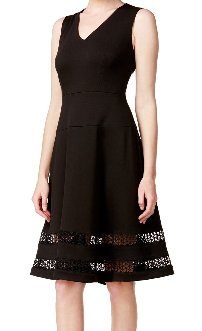 Calvin Klein CALVIN KLEIN Womens Black Sleeveless V Neck Below The