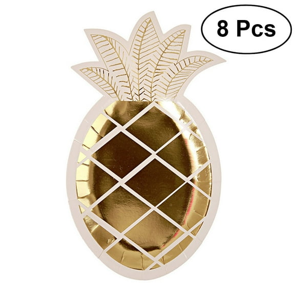 Pineapple Paper Plates with Foil for Party Supplies, Food Serving, Luau and Birthday Celebrations