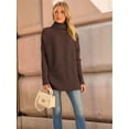 thumbnail image 5 of Women'S Oversized Loose Sweater Autumn Batwing Sleeve Ribbed Tunic Sweater Coffee S, 5 of 9