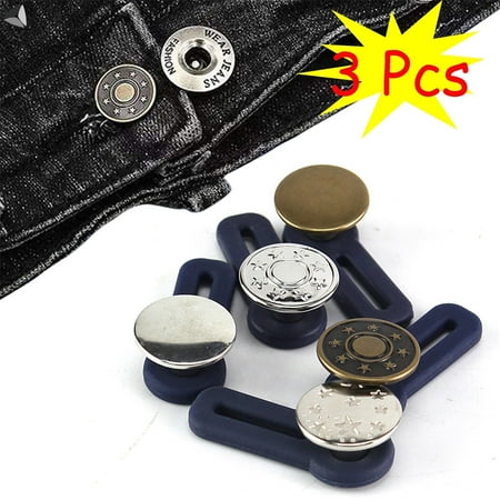 UPC: 0810027550422 | Sixtyshades 3 Pcs Jeans Retractable Button Adjustable Detachable Extended Metal Button For Pants Jeans Skirts Trousers