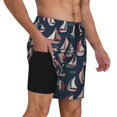 thumbnail image 2 of Fuzoiu Sailboat And Wave Print Men's Swim Shorts,Quick-Dry Double-Layer Swim Trunks,Board Trunks,Beach Shorts Swimwear Bathing Suits-Large, 2 of 6