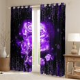 thumbnail image 2 of Feelyou Glitter Purple Rose Blackout Curtains Set of 2 (52x84 Each), Fashion Stripes Lines Window Curtains, Romantic Valentine's Day Curtains and Drapes, Blackout Curtains Home Decor, 2 of 6