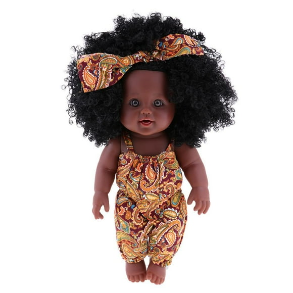 Muñeca de vinilo para bebé afroamericana de , muñeca recién nacida con monos, ropa para niños, juguete
